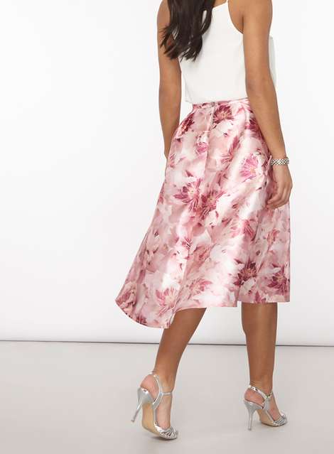 **Luxe Pink Blurred Floral Skirt